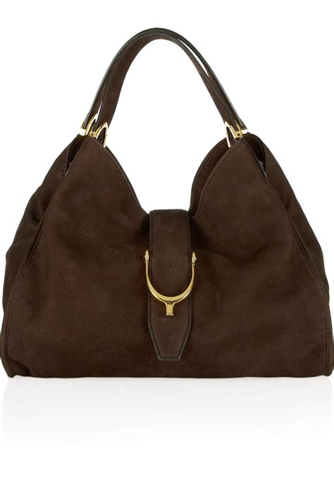 gucci shoulder bag brown|Gucci brown suede bag.